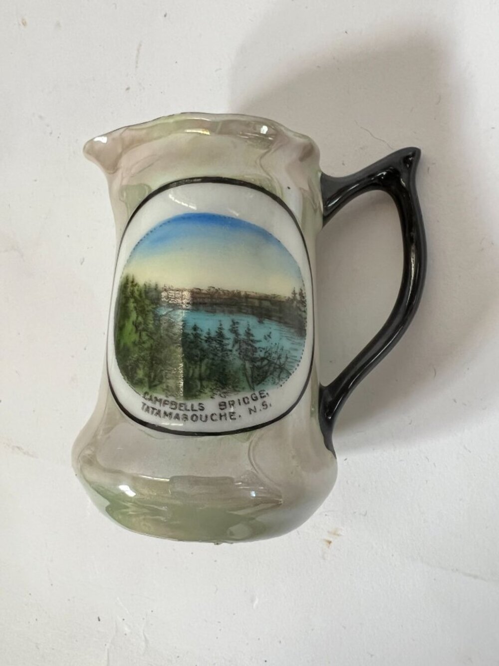 Vintage Souvenir Miniature Creamer Campbells Bridge Tatamagouche N.S. Hand-Paint